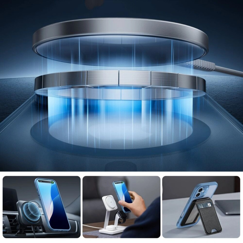 ESR Classic Pro Set HaloLock MagSafe Case with Tempered Glass for Apple iPhone 16, Frosted Blue