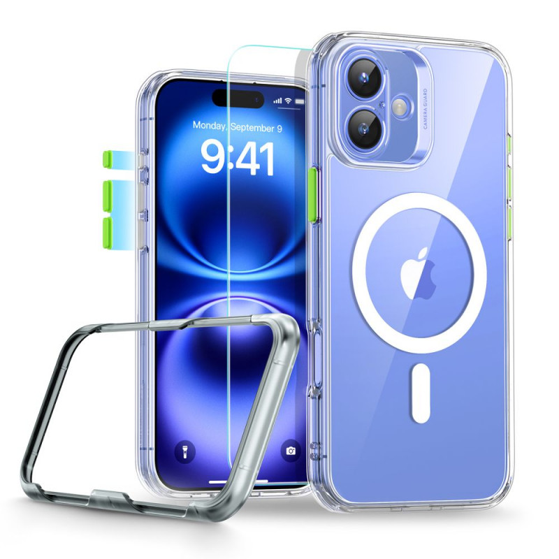 ESR Classic Pro Set HaloLock MagSafe Case with Tempered Glass for Apple iPhone 16, Clear