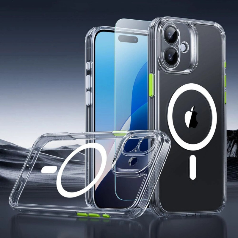 ESR Classic Pro Set HaloLock MagSafe Case with Tempered Glass for Apple iPhone 16, Clear