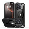 ESR Classic Hybrid Kickstand HaloLock MagSafe Case with Tempered Glass for Apple iPhone 16 Pro, Clear/Black