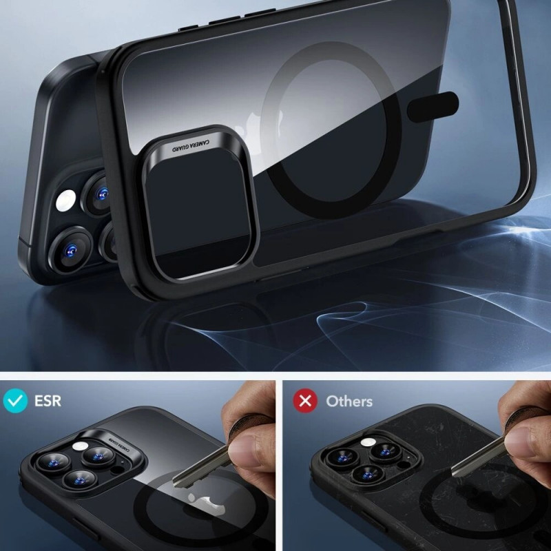 ESR Classic Hybrid HaloLock MagSafe Case with Tempered Glass for Apple iPhone 16 Pro Max, Clear/Black
