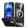 ESR Classic Hybrid Kickstand HaloLock MagSafe Case with Tempered Glass for Apple iPhone 16, Clear/Black