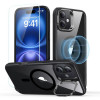 ESR Classic Hybrid Kickstand HaloLock MagSafe Case with Tempered Glass for Apple iPhone 16, Clear/Black