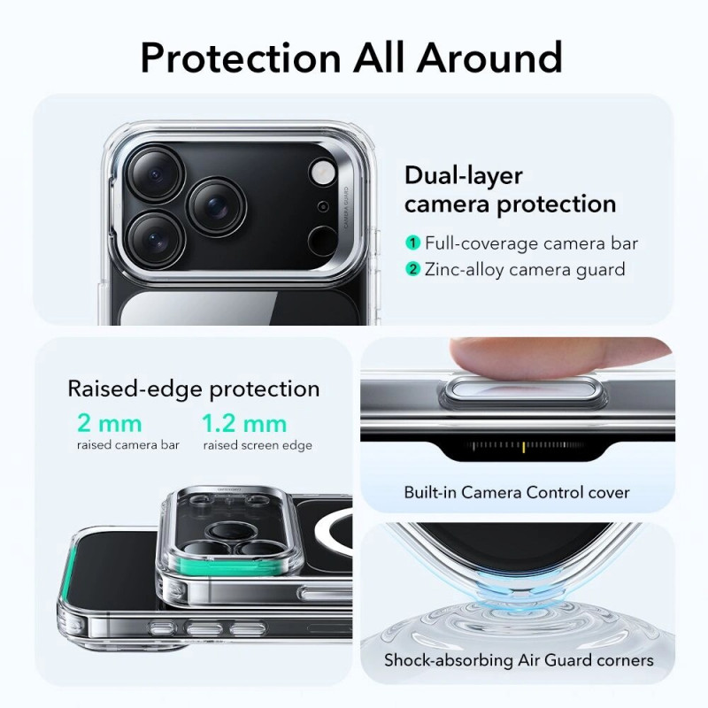 ESR Classic Hybrid Kickstand MagSafe Case for Apple iPhone 17 Pro Max, Clear
