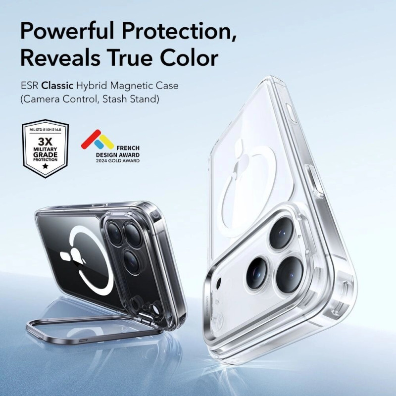 ESR Classic Hybrid Kickstand MagSafe Case for Apple iPhone 17 Pro Max, Clear