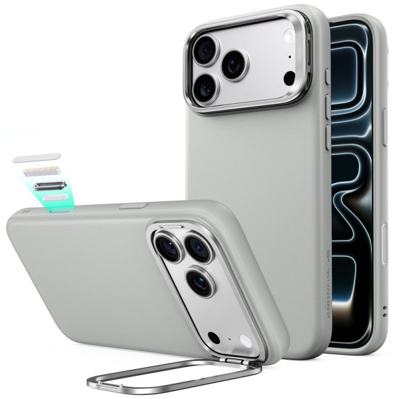 ESR Leather Kickstand MagSafe Case for Apple iPhone 17 Pro Max / 18 Pro Max, Grey
