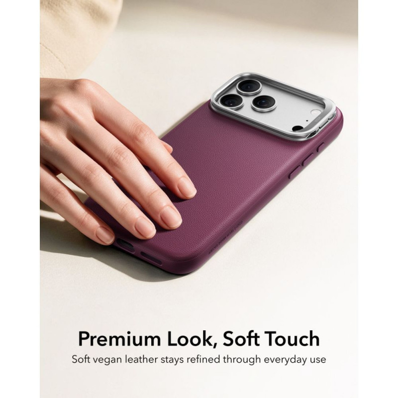 ESR Leather Kickstand MagSafe Case for Apple iPhone 17 Pro / 18 Pro, Deep Burgundy