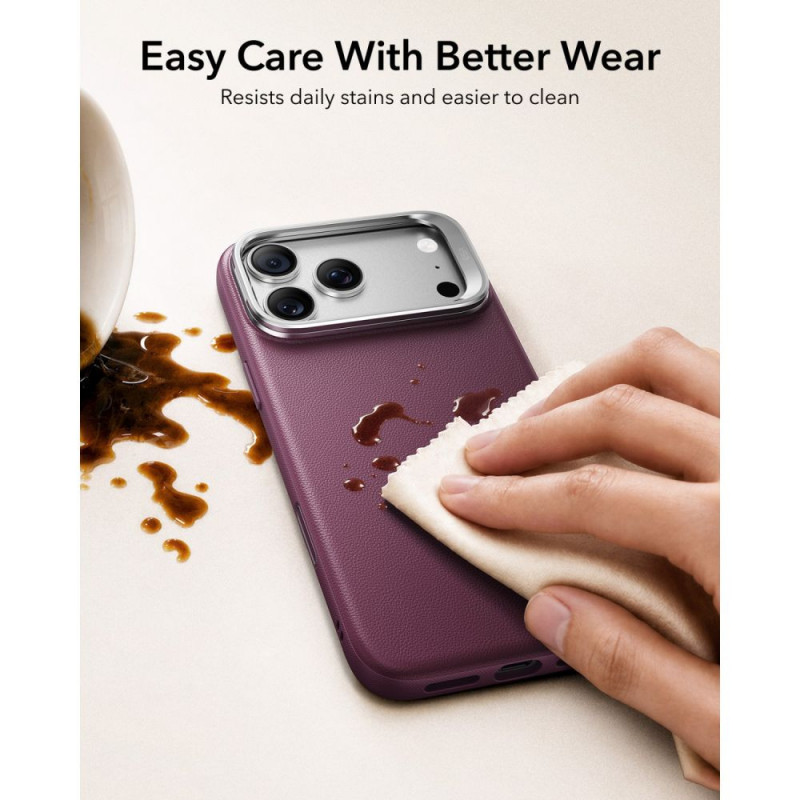 ESR Leather Kickstand MagSafe Case for Apple iPhone 17 Pro / 18 Pro, Deep Burgundy