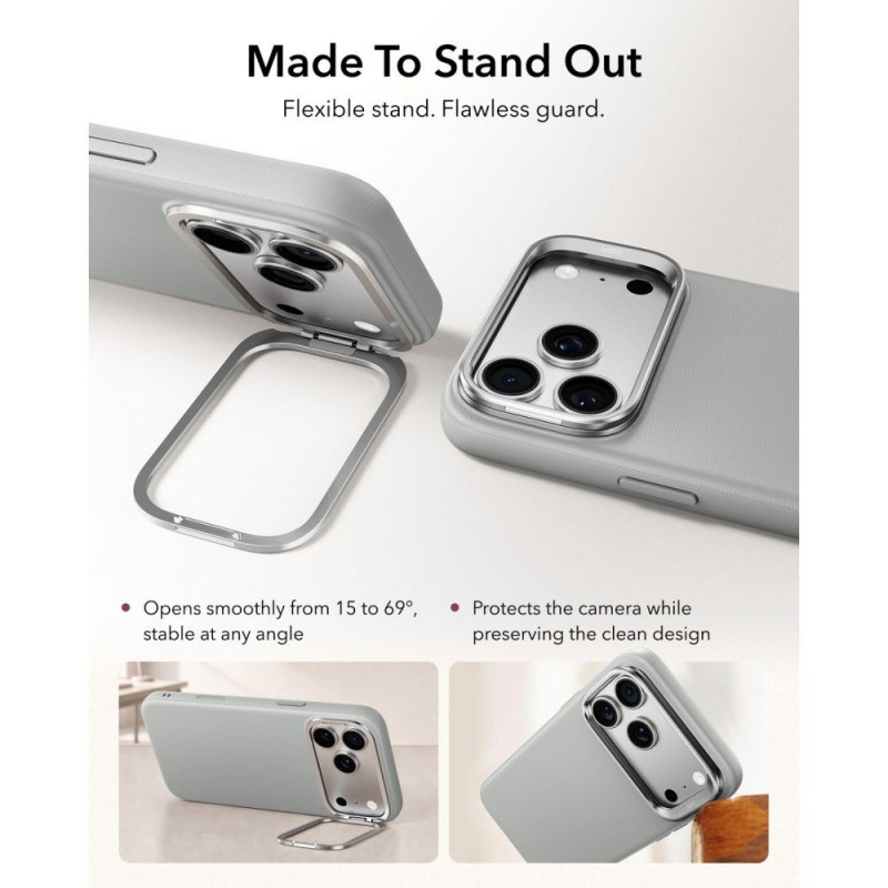 ESR Leather Kickstand MagSafe Case for Apple iPhone 17 Pro / 18 Pro, Grey