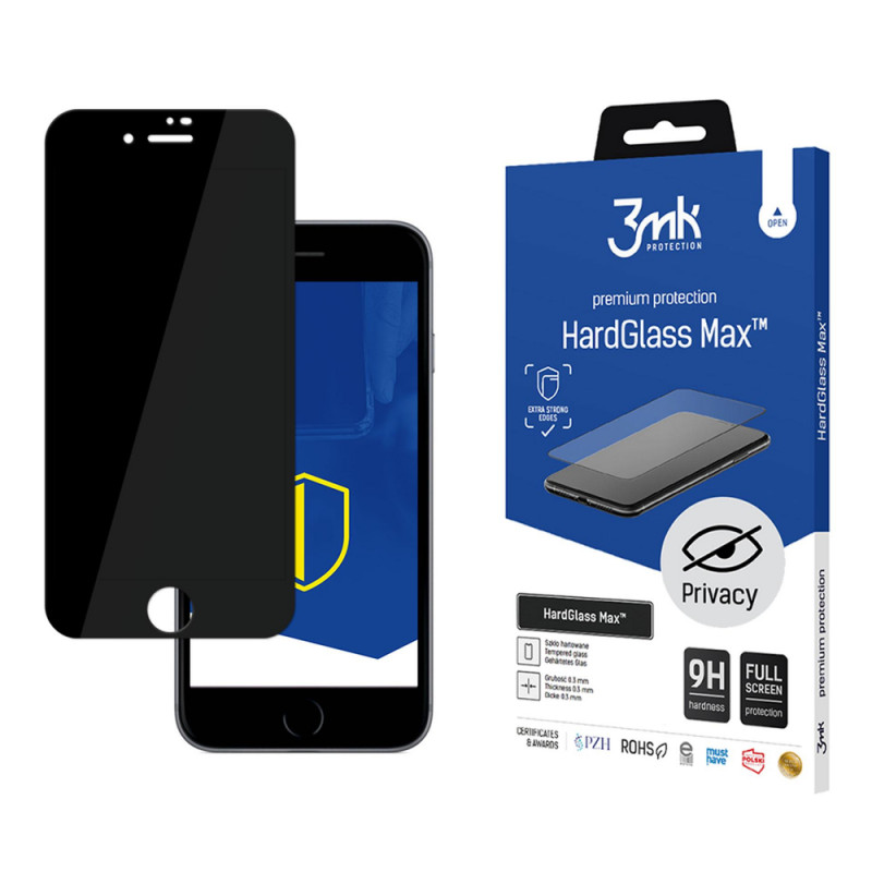 3MK HardGlass Max Privacy Tempered Glass for Apple iPhone 7, Black