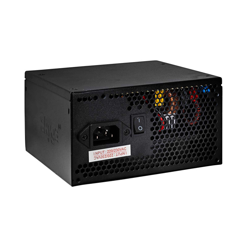 Akyga ATX Power Supply 500 W AK-C2-500, Semi-Modular, P4+4, 2x PCI-E 6+2 Pin, 4x SATA, 2x Molex, 12 cm Fan, 80 PLUS