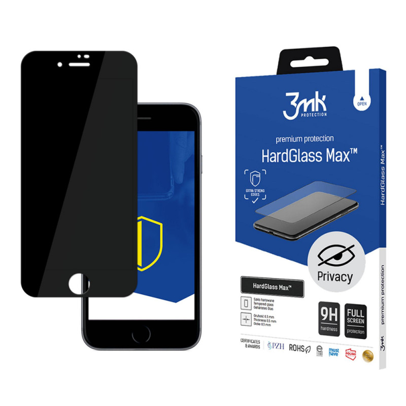 3MK HardGlass Max Privacy tempered glass for Apple iPhone 8, black