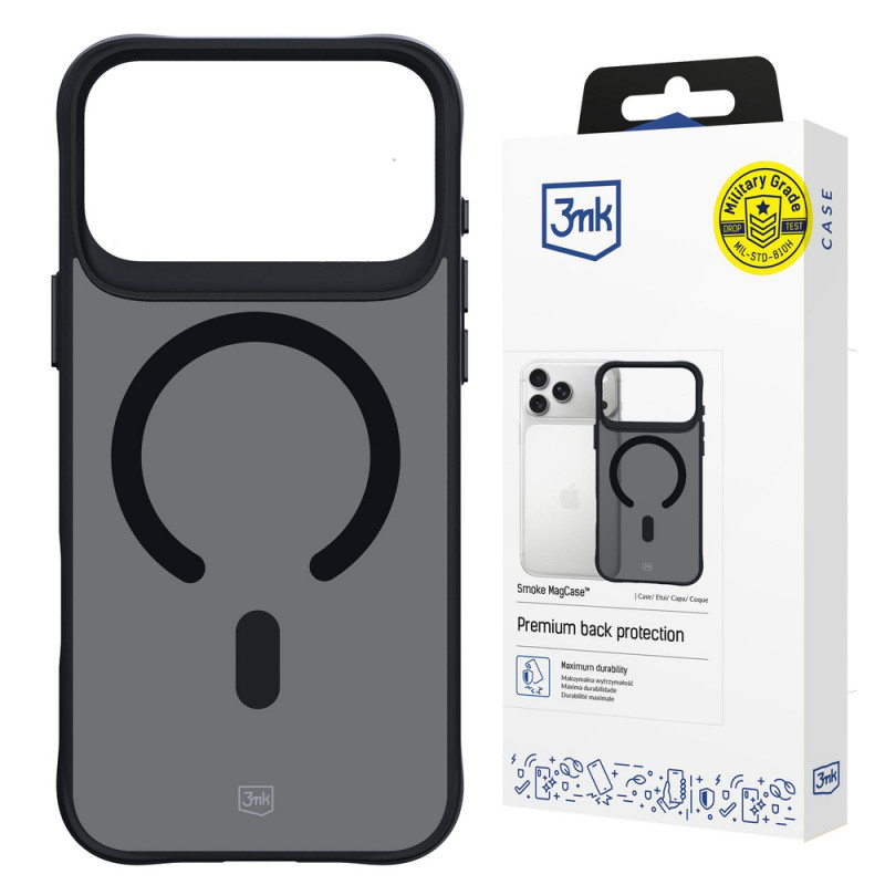 3MK Smoke MagCase Case for Apple iPhone 17 Pro Max, Black Semi-Transparent
