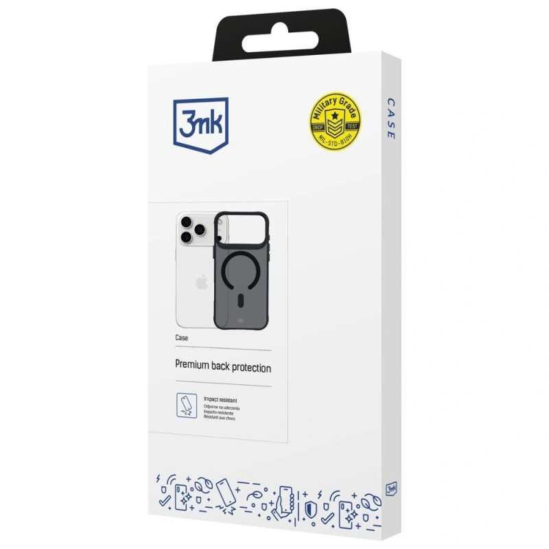 3MK Smoke MagCase Case for Apple iPhone 17 Pro Max, Black Semi-Transparent