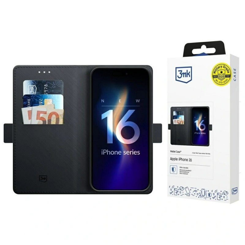 3MK Wallet Case for Apple iPhone 17, Black