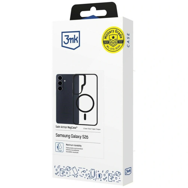 3mk Satin Armor MagCase Samsung Galaxy S26 protective case, transparent black