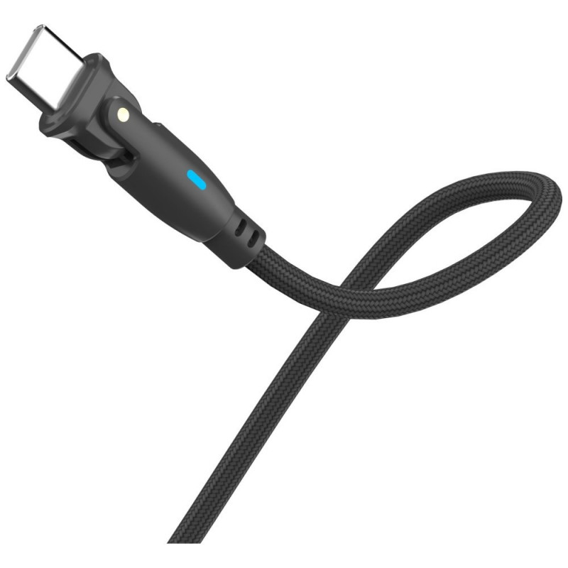 3MK Hyper Cable N-SERIES USB-C to USB-C cable with 180° swivel tip, 1 m, 100 W, Black