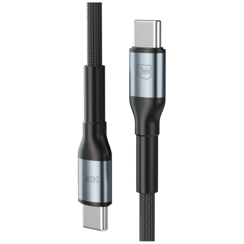 3MK Hyper Cable N-SERIES USB-C to USB-C cable, 1 m, 240 W, Black
