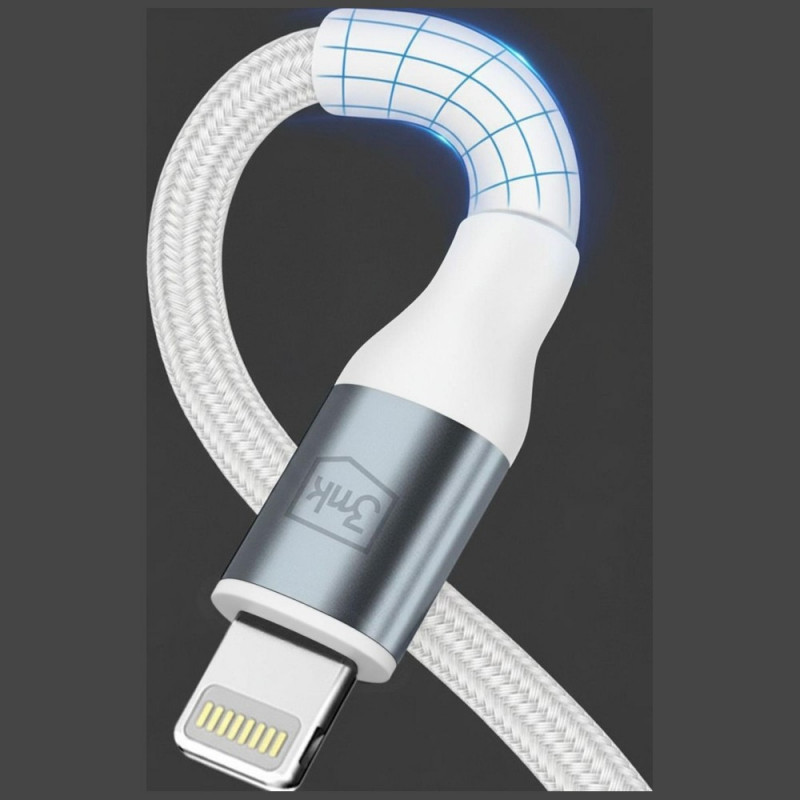 3MK Hyper Cable N-SERIES USB-C to Lightning cable, 1 m, 27 W, White