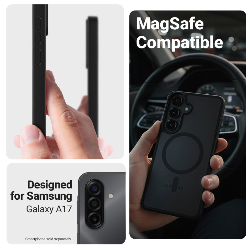 Crong Hybrid Matte Magnetic MagSafe Case for Samsung Galaxy A17, Black