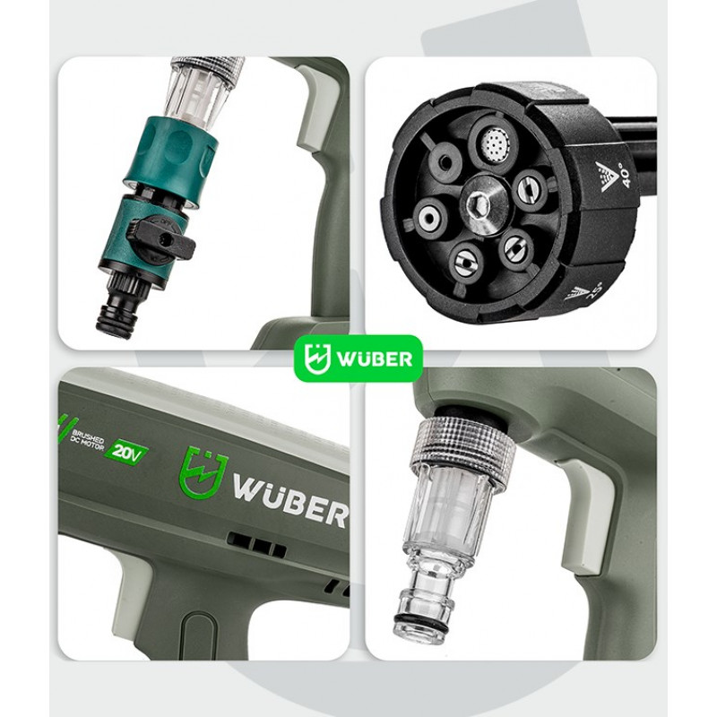 Wuber W04322 Cordless Pressure Washer, 20 V, 300 l/h