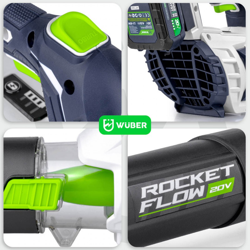 Wuber W04400 Cordless Blower, 20 V, 160 km/h