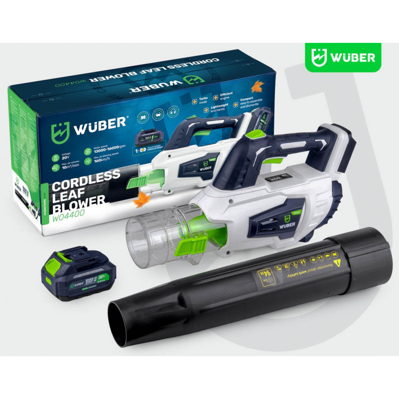 Wuber W04400 Cordless Blower, 20 V, 160 km/h