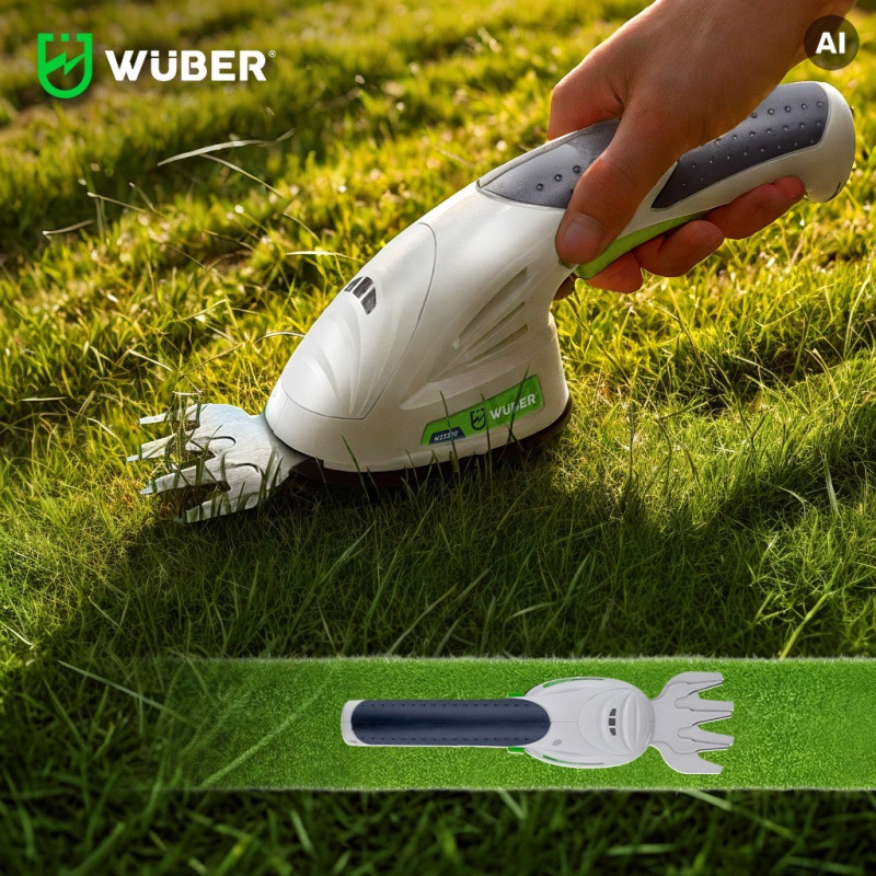 Wuber W23320 Cordless 2-in-1 Hedge and Grass Trimmer, 7.2 V, 120 mm Cut, USB-C