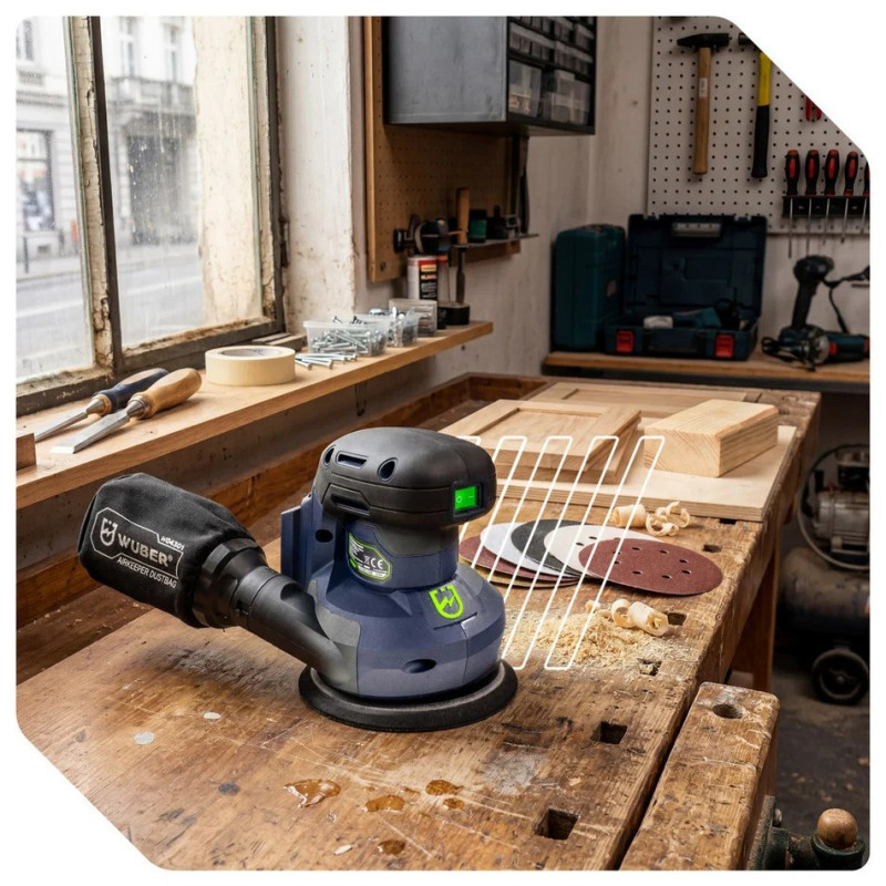 Wuber W04301 Cordless Orbital Sander, 125 mm
