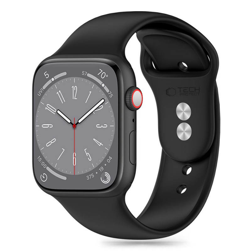 Tech-Protect Silicone Strap for Apple Watch 4/5/6/7/8/9/SE and Ultra 1/2 (42/44/45/49 mm), Black