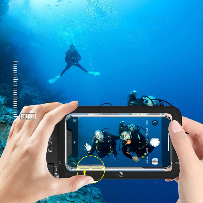 Tech-Protect UWC9 Universal Waterproof Case 8.9", Black/Orange