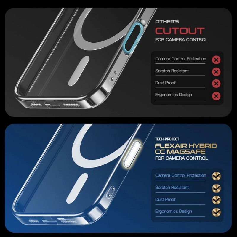 Tech-Protect Flexair Hybrid CC MagSafe Apple iPhone 16 Case, Clear