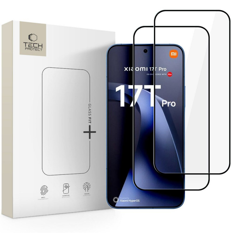 Tech-Protect Glass Fit+ Tempered Glass for Xiaomi 17T Pro (2 pcs), Black