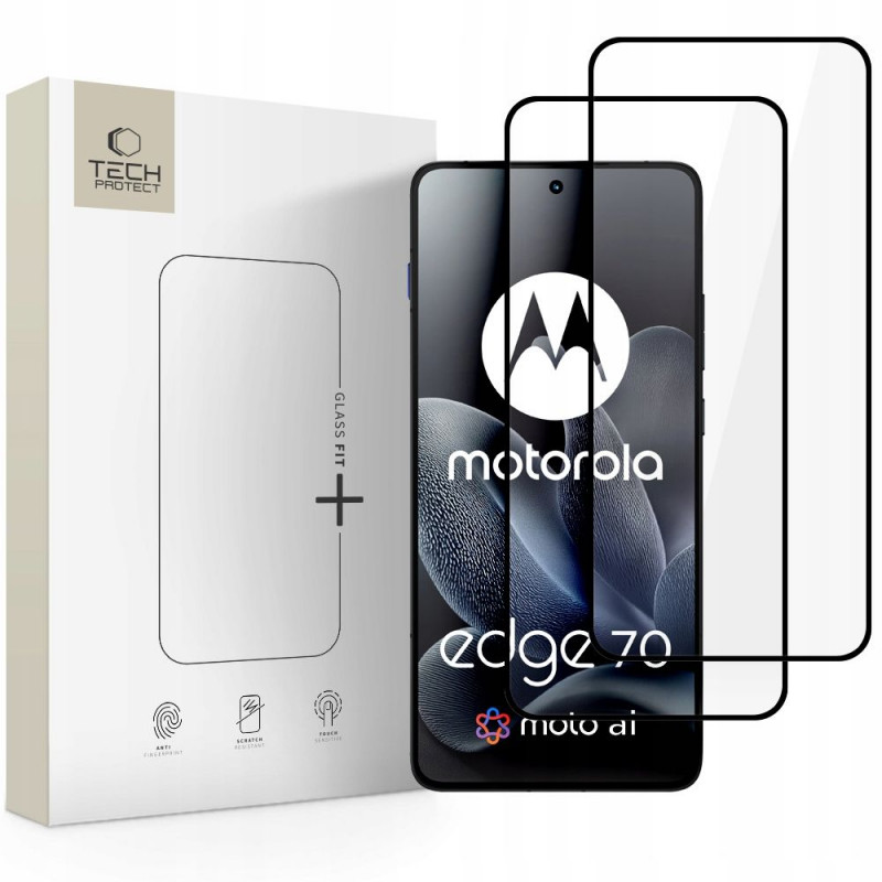 Tech-Protect Glass Fit+ Tempered Glass for Motorola Edge 70 5G (2 pcs), Black