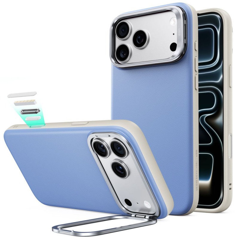 ESR Leather Kickstand MagSafe Case for Apple iPhone 17 Pro Max / 18 Pro Max, Light Blue