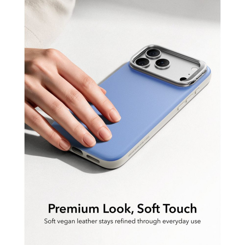 ESR Leather Kickstand MagSafe Case for Apple iPhone 17 Pro Max / 18 Pro Max, Light Blue