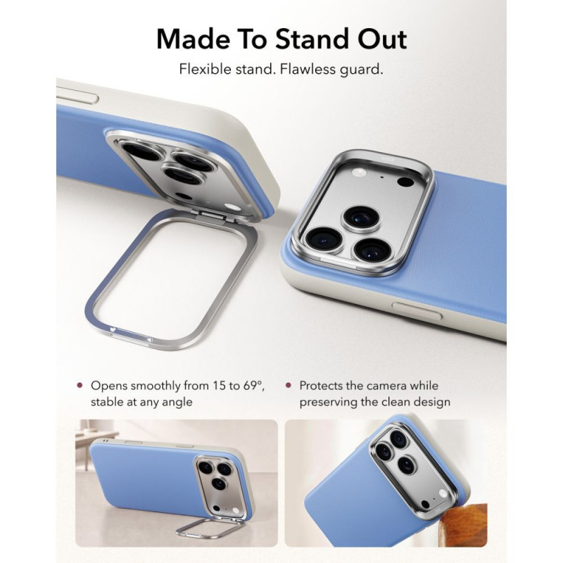 ESR Leather Kickstand MagSafe Case for Apple iPhone 17 Pro / 18 Pro, Light Blue