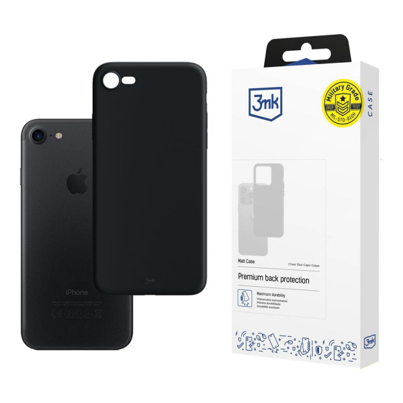 3MK Matt Case Apple iPhone SE 2022/SE 2020/8/7 Smartphone Case, black