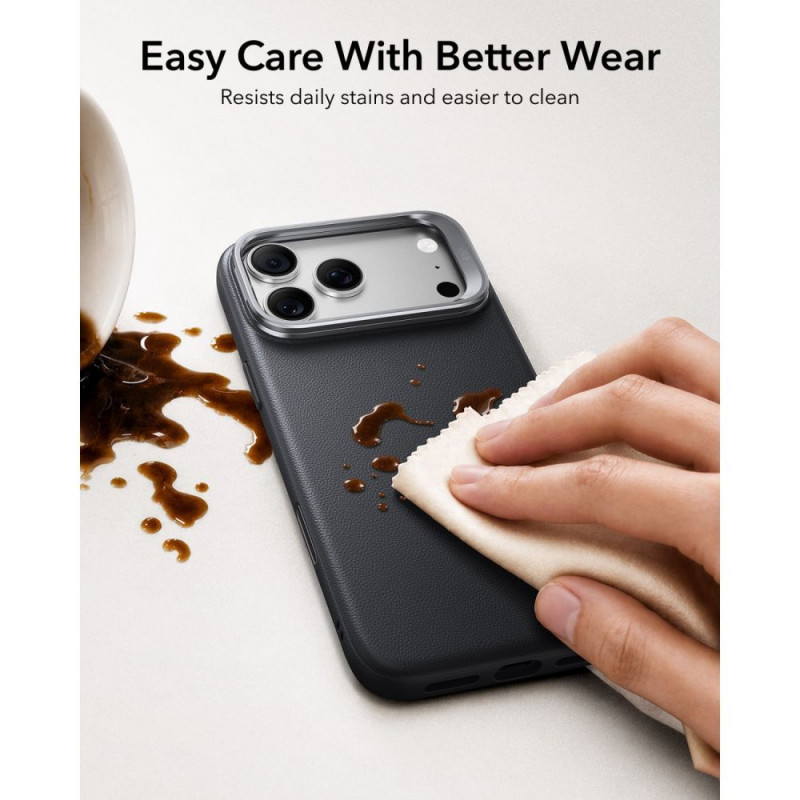 ESR Leather Kickstand MagSafe Case for Apple iPhone 17 Pro Max / 18 Pro Max, Black