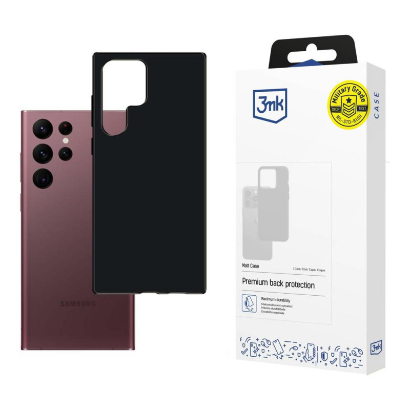 3MK Matt Case for Samsung Galaxy S22 Ultra (3MK3448BLK), black