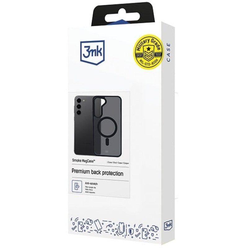 3MK Smoke MagCase with MagSafe for Samsung Galaxy S23 5G, Black