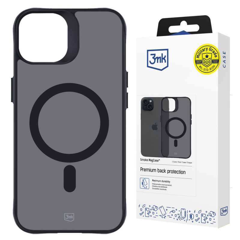 3MK Smoke MagCase with MagSafe for Apple iPhone 15 Plus, Semi-Transparent (156048-0)