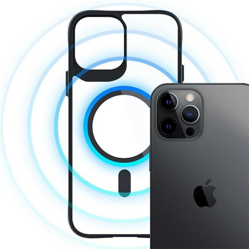 3MK Satin Armor MagCase with MagSafe for Apple iPhone 12 Pro Max, Clear with Black Frame