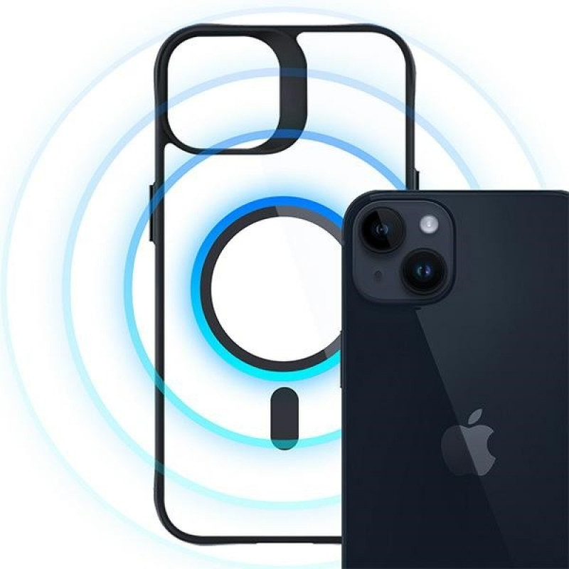 3MK Satin Armor MagCase with MagSafe for Apple iPhone 14 Plus, Clear with Black Frame (156076-0)