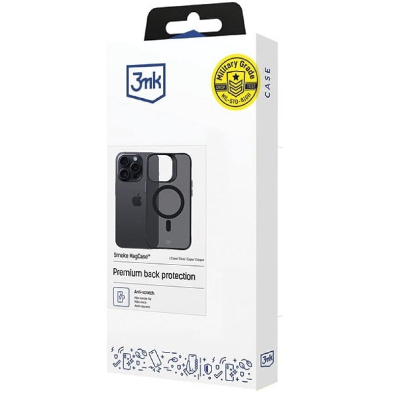 3MK Smoke MagCase with MagSafe for Apple iPhone 15 Pro Max, Semi-Transparent (156061-0)