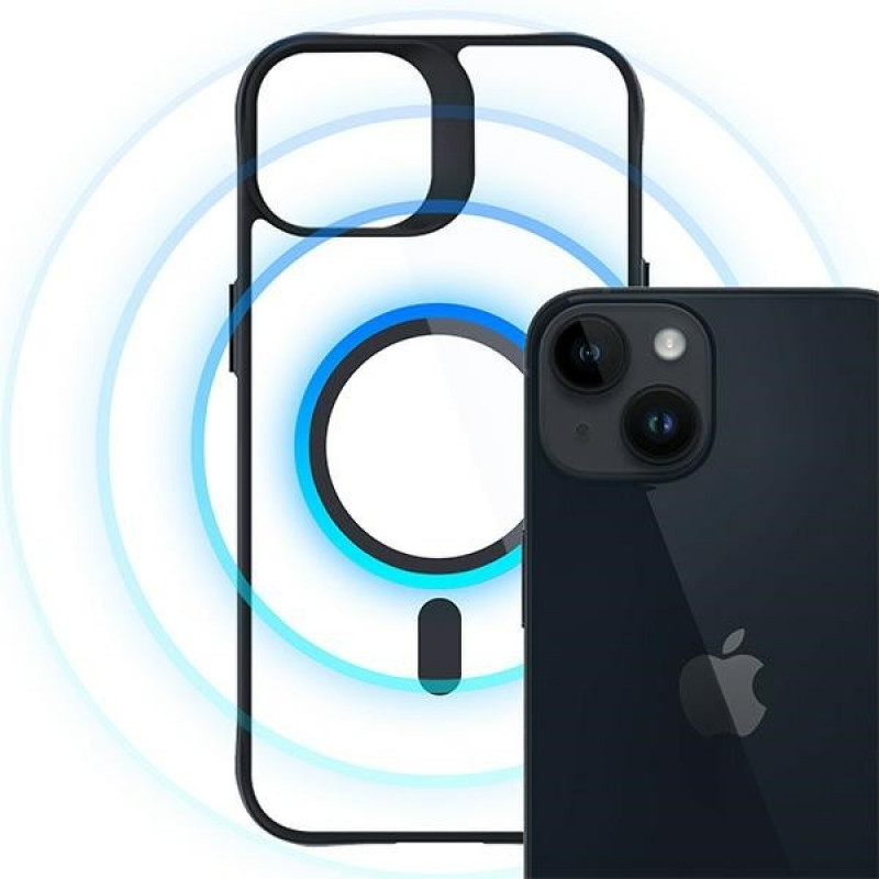 3MK Satin Armor MagCase with MagSafe for Apple iPhone 13 / 14, Transparent with Black Frame (156075-0)