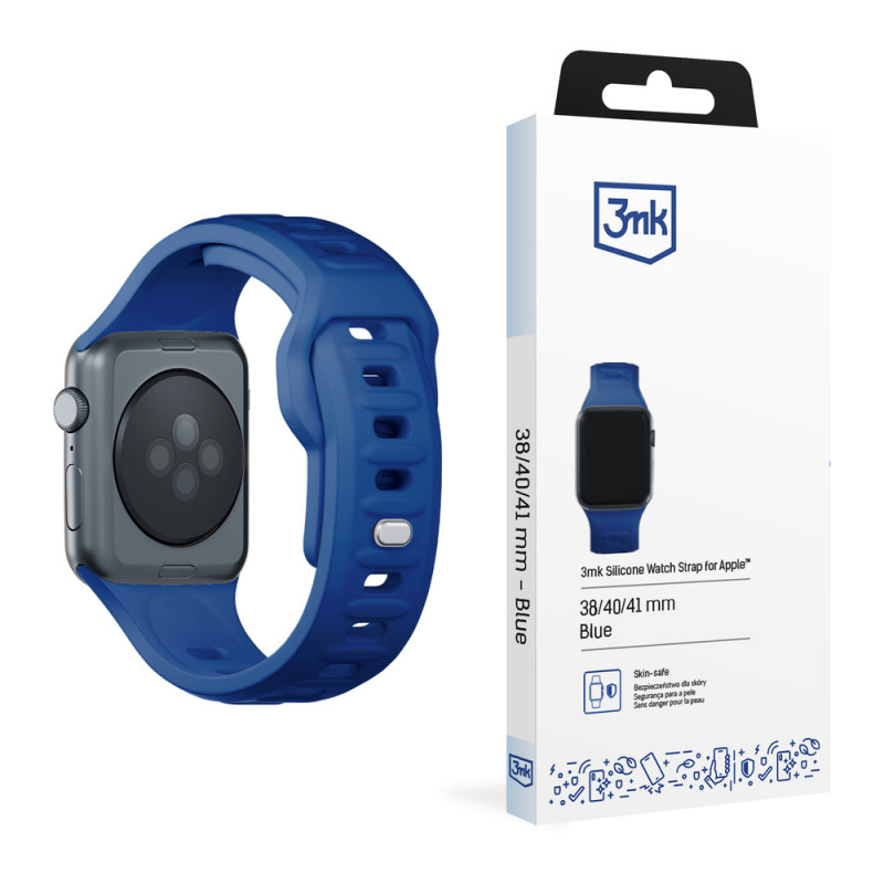 3mk Silicone Watch Strap for Apple Watch 38/40/41 mm, blue