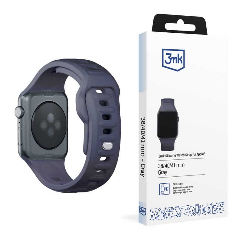3mk Silicone Watch Strap for Apple Watch 38/40/41 mm, grey