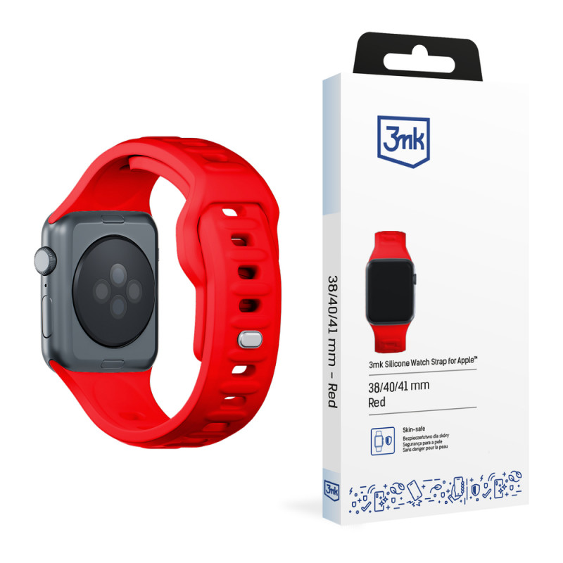 3mk Silicone Watch Strap for Apple Watch 38/40/41 mm, red