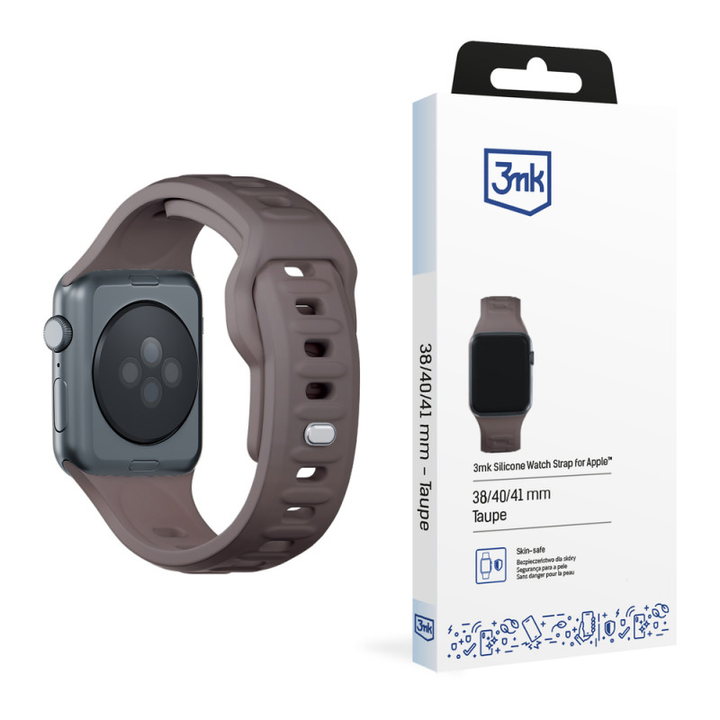 3mk Silicone Watch Strap for Apple Watch 38/40/41 mm, taupe